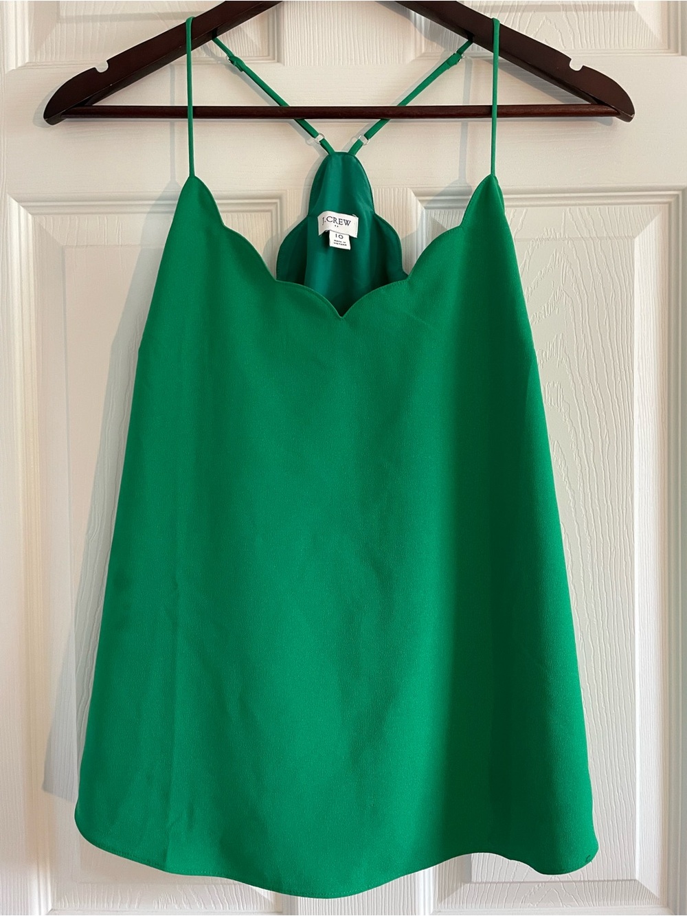 J.Crew Emerald Green Scalloped V-Neck Camisole Size 10